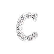 Threadless argento con cristalli argento lettera C