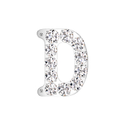 Threadless argento con cristalli argento lettera D