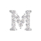 Threadless silver with crystals silver letter M