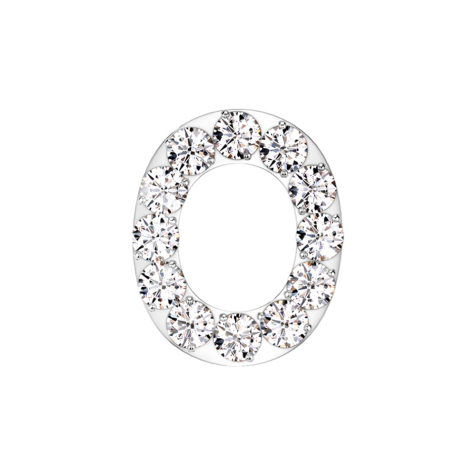 Threadless silver with crystals silver letter O