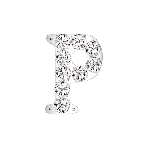 Sans filetage argent avec cristaux argent lettre P