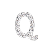 Threadless argento con cristalli argento Lettera Q