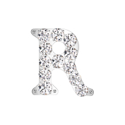 Threadless silver with crystals silver letter R