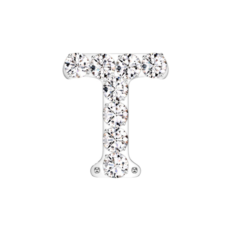 Threadless argento con cristalli argento lettera T