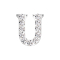 Threadless silver with crystals silver letter U