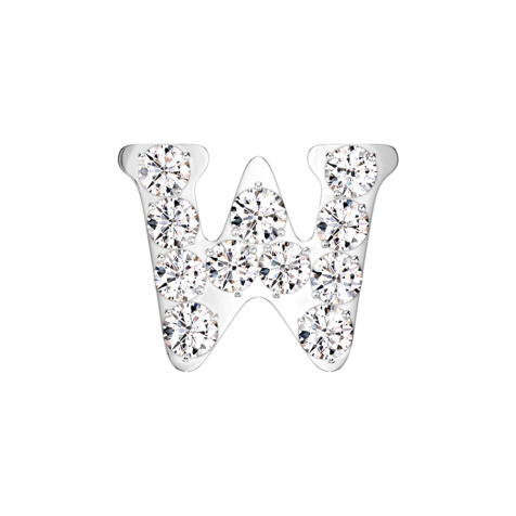 Threadless silver with crystals silver letter W