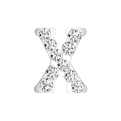 Threadless argento con cristalli argento lettera X