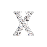 Threadless argento con cristalli argento lettera X