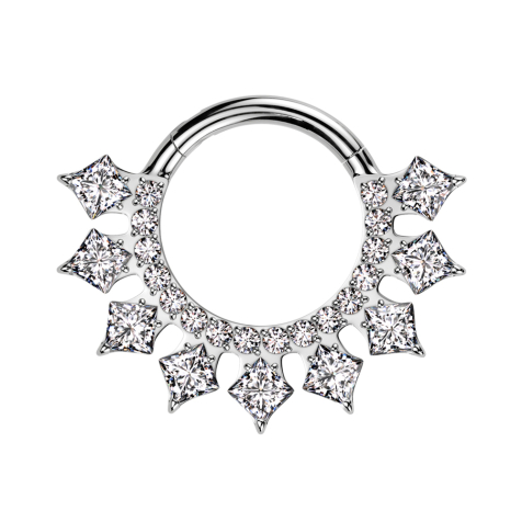 Micro Segmentring klappbar silber runde und eckige Kristalle silber