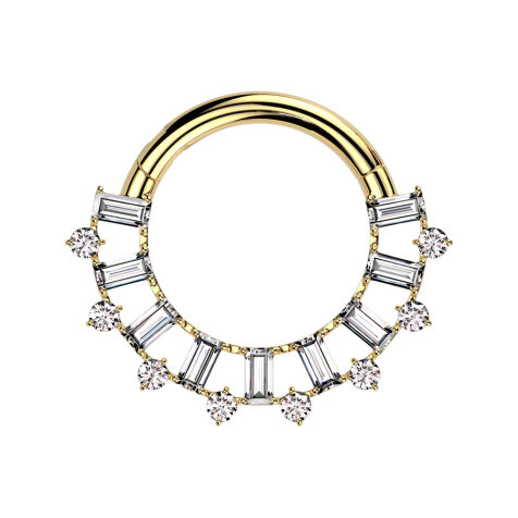 Micro Segmentring klappbar vergoldet rechteckige und runde Kristalle silber