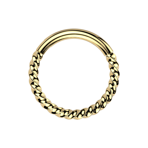 Micro segment ring, foldable, braided, gold-plated