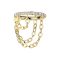 Micro segment ring, foldable, gold-plated, crystals, silver pendant, horizontal, three chains