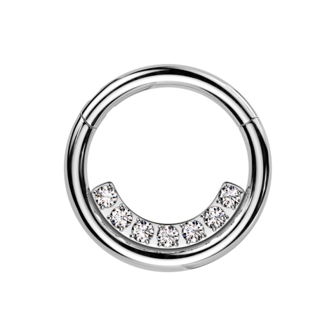 Micro segment ring hinged silver front five crystals silver