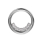 Micro segment ring hinged silver front five crystals silver