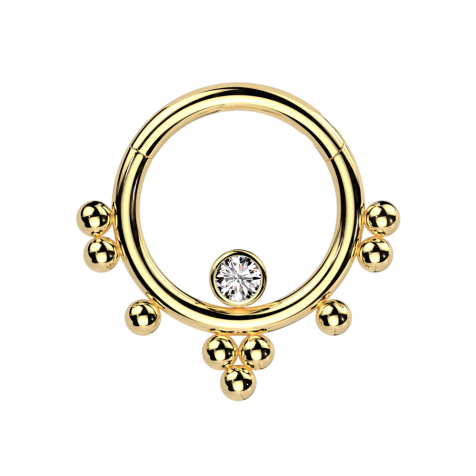 Micro segment ring hinged silver front five crystals silver