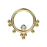 Micro segment ring hinged silver front five crystals silver