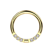 Micro anneau segment pliable argent front cinq cristaux...