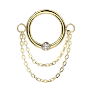 Micro anneau segment pliable argent front cinq cristaux...