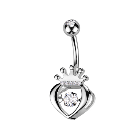 Banane silber mit Kugel silber Kristall silber und Krone Kristalle silber