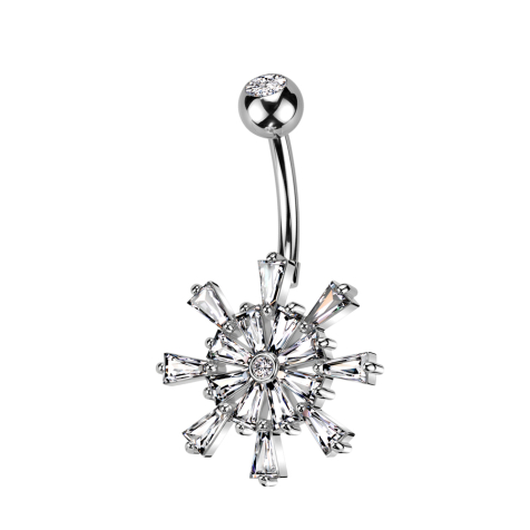 Banana silver with ball silver crystal silver and flower crystals silver and silver