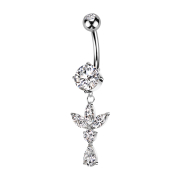Banana silver with two balls crystal silver pendant bar...