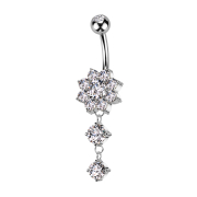 Banana silver with two balls crystal silver pendant bar...