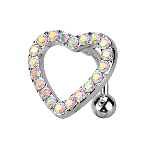 Cuore dargento a banana con cristalli dargento