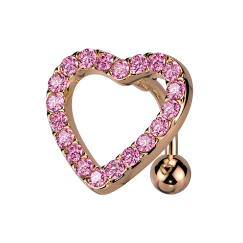 Banane argent Cœur avec cristaux argent