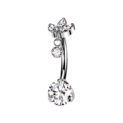 Threadless banana silver three oval crystals silver...