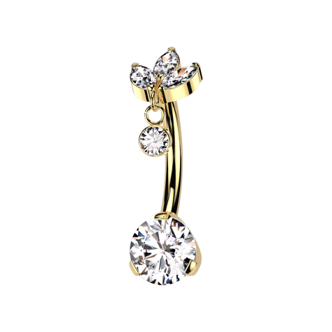 Threadless banana gold-plated three oval crystals silver pendant crystal silver and crystal silver set