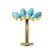 Threadless labret bar banana gold-plated four oval...