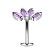 Tige labret sans filetage banane argent quatre ovales...