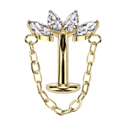 Threadless labret bar banana gold-plated fan four...