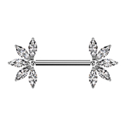 Threadless Barbell silber mit zwei Fächer silber...