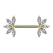 Threadless barbell, gold-plated with two compartments,...