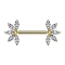 Threadless barbell, gold-plated with two compartments, gold-plated, five crystals, silver