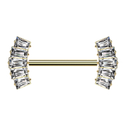 Threadless Barbell vergoldet mit zwei fünf Baguette...