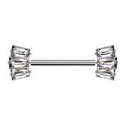 Threadless Barbell silber mit zwei drei Baguette...