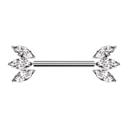 Threadless Barbell silber mit zwei Fächer silber...