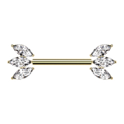 Threadless Barbell vergoldet mit zwei Fächer silber...