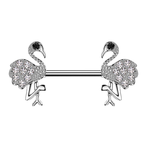 Barbell silver leaf crystals silver