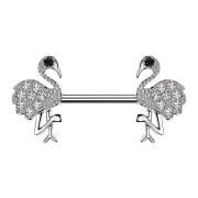 Barbell silver leaf crystals silver