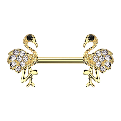 Barbell silver leaf crystals silver