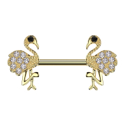 Barbell silver leaf crystals silver