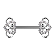 Barbell silver leaf crystals silver