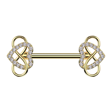 Barbell silver leaf crystals silver