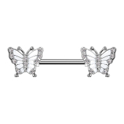 Barbell silver leaf crystals silver