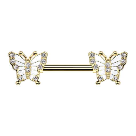 Barbell silver leaf crystals silver