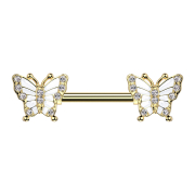 Barbell silver leaf crystals silver