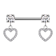 Barbell silver leaf crystals silver